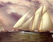 詹姆斯 E 巴特斯沃思 : Schooner Racing off New York Harbor